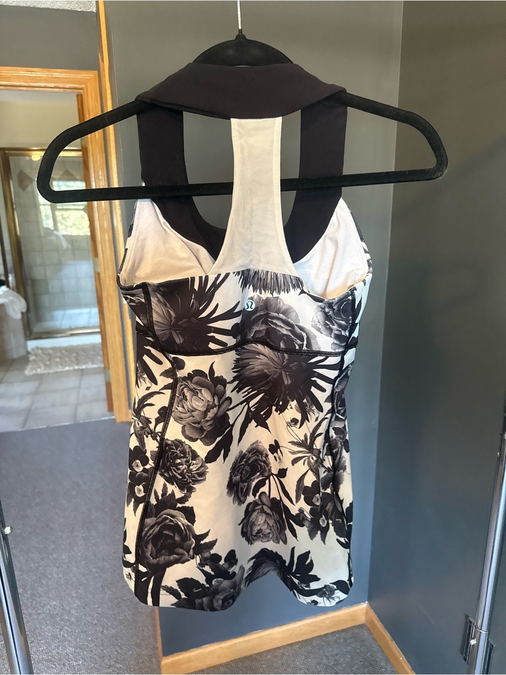Lululemon Floral Racerback Tank — Black & White